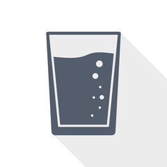 Glass of water flat design vector icon
