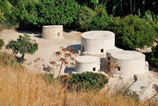 Neolithic era round houses at the 4th century ancient Khirokitia (Choirocoitia) settlement on the island of Cyprus