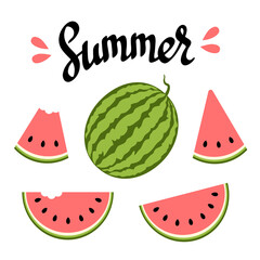 Summer watermelon slices. Vector illustration