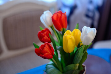 Tulips in the home interior