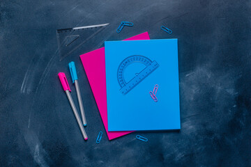 Flat lay of back to school supplies