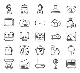 
Home Appliances in Modern Doodle Style Pack 
