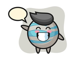 Planet cartoon doing wave hand gesture