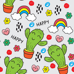 Cute cactus seamless pattern