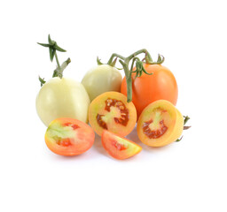 Cherry tomatoes stack isolated on white background