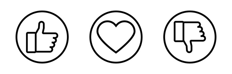 Like. Social vector icons. Heart with like and dislike. Vector illustration