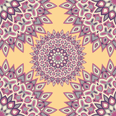 Henna mandala vector seamless pattern.