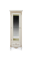 Cabinet showcase in classic style made of solid wood on a white background