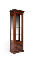 Obraz premium Cabinet showcase in classic style made of solid wood on a white background