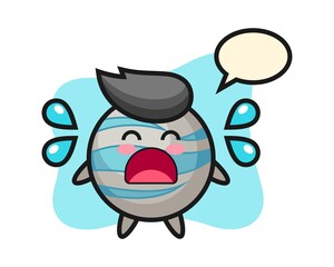 Planet cartoon with crying gesture