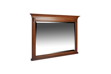 Mirror with cornice in classic style made of solid wood on a white background