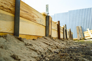 installed wooden formwork for foundation