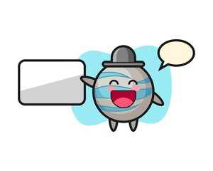 Planet cartoon doing a presentation