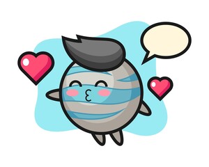 Planet cartoon with kissing gesture
