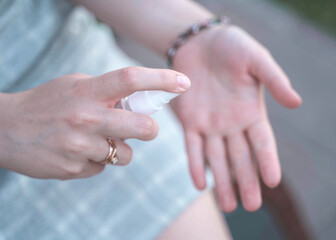 hands sanitizer, protection from the virus, safety outdoor