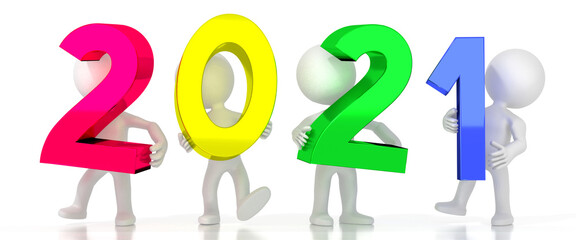 2021 - colorful letters - 3D illustration