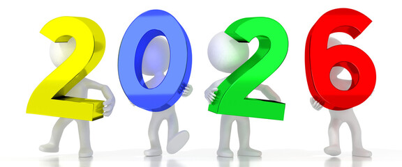 2026 - colorful letters - 3D illustration