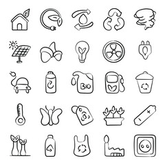 
Farming and Ecology Doodle Icons Pack 
