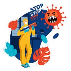 Scientist armed with syringe with vaccine