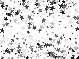 Silver stars confetti lovely holiday vector background.