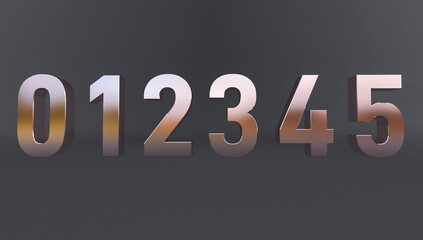 Set of volumetric shiny numbers and percent sign. 3D vector