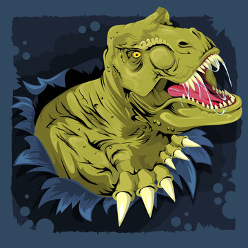 T Rex cartoon dinosaur ripping 