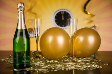 New Year's Eve and champagne and new year,