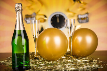 New Year's Eve and champagne and new year,