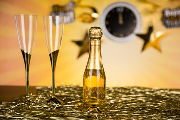 New Year's Eve and champagne and new year,