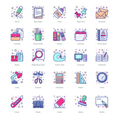 
Stationery Icons In Modern Flat Style 
