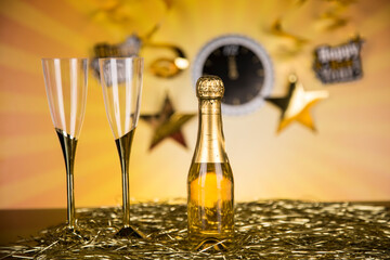 New Year's Eve and champagne and new year,