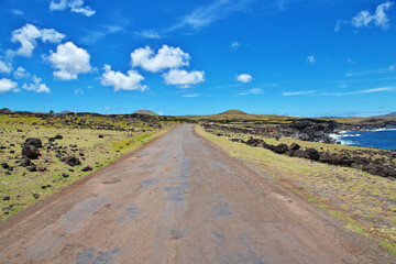 Fototapeta premium Rapa Nui. The road on Easter Island, Chile