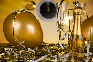 New Year's Eve and champagne and new year,