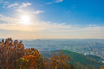 Gwangju with sunset Viewed from Mu Deung Mountain