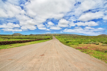 Fototapeta na wymiar Rapa Nui. The road on Easter Island, Chile