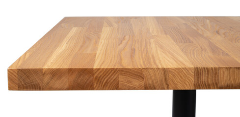 Wooden table with rectangle tabletop on white background