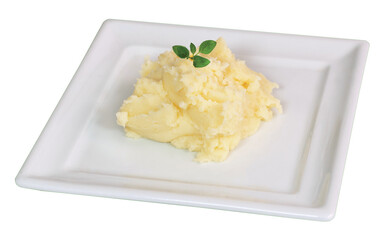 Pure de batatas em um prato branco