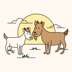 Illustration of goat in a meadow