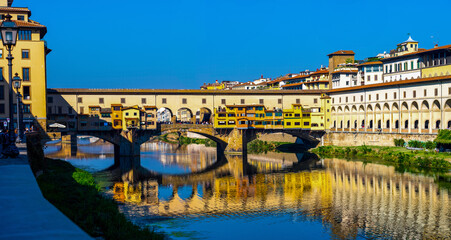 Reflection of ponte vecchio Florence Italy
