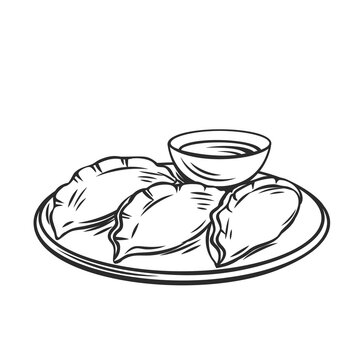 recommend clip art: Dumplings chinese cuisine outline icon