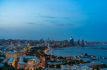 Sunset view of Baku, Azerbaijan.