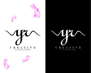 yr, ry creative handwriting letter logo design vector 
