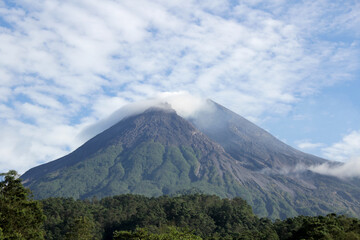 Mount Merapi is seen from the Kaliadem region, Yogyakarta, Indonesia