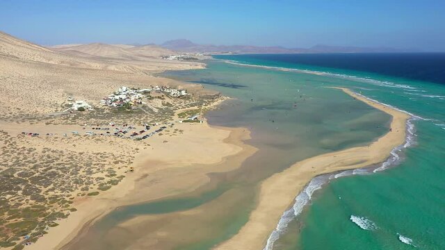 Spain, Canary Islands, Fuerteventura, Jandia Peninsula, Risco del Paso, Playas de Sotavento and Laguna de Sotavento