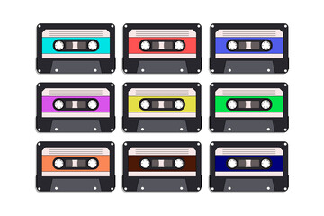 9 different cassette tapes