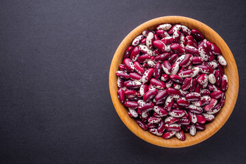 fresh organic natural beans on black background