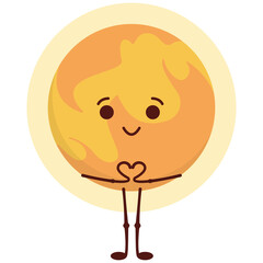 Sun in cartoon style. Cute space character.