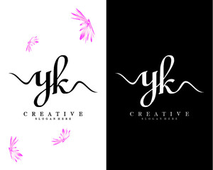 yk, ky creative handwriting letter logo design vector 
