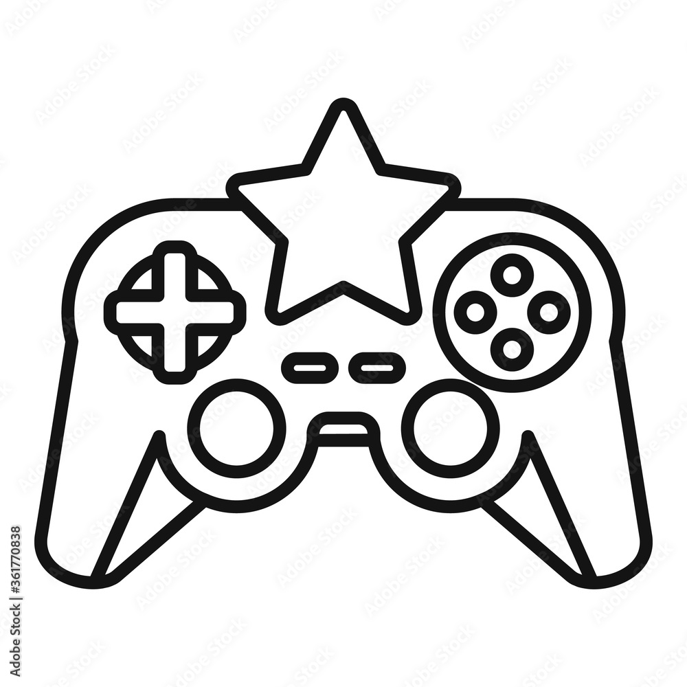 Poster star video game joystick icon. outline star video game joystick vector icon for web design isolated 