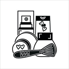 Black and white icon is a set of tools for nail extension in a flat style for the design of business cards or logos. Change nails with acrylic, gel or nail tips